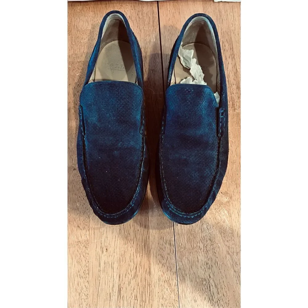 Bally Desta Blue Suede Loafers Shoes Mens Size 40 US 7